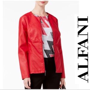 🎁 SALE Alfani Faux Red Leather Jacket Small